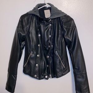 NEW - Free People Vegan Leather Jacket w/ Hood